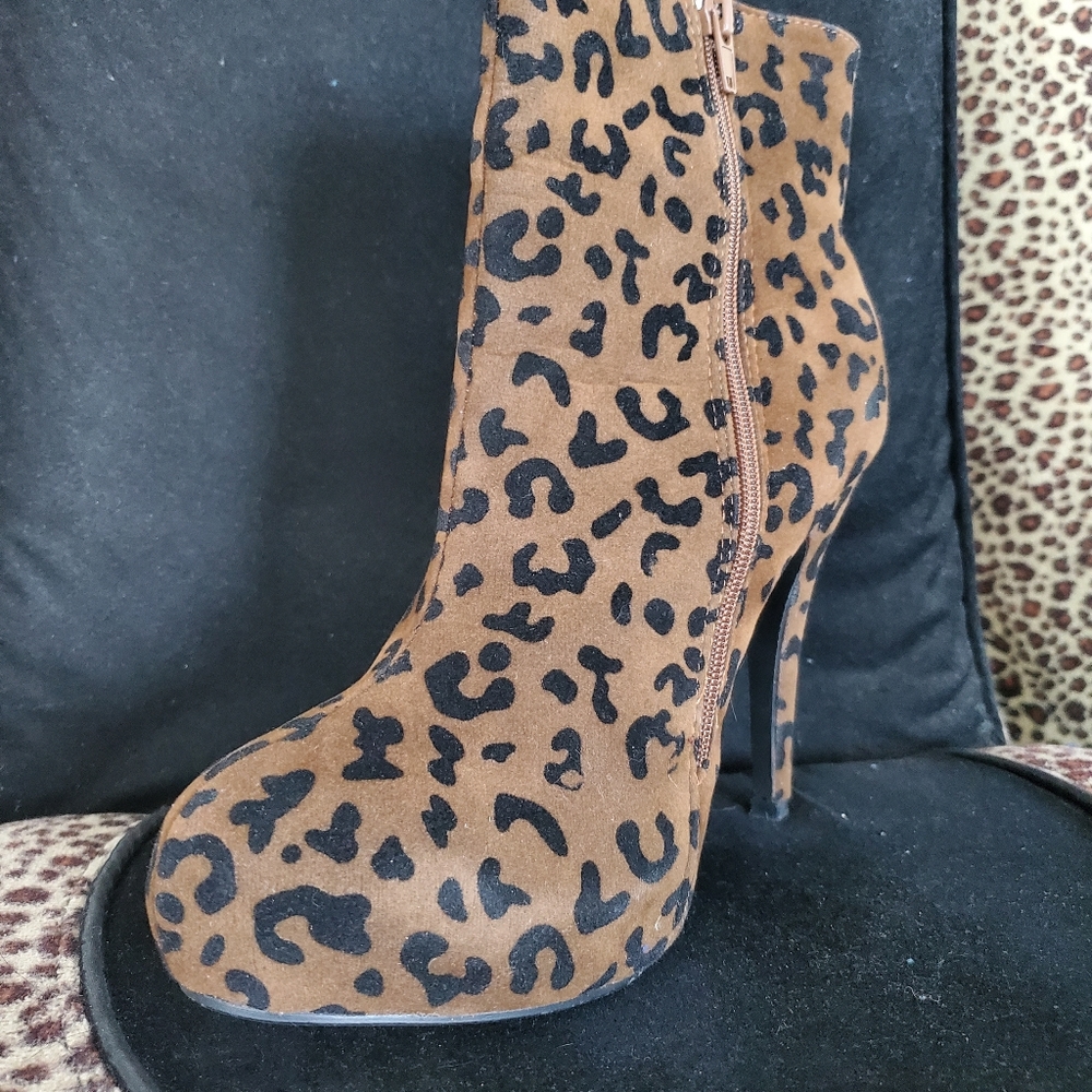 Leopard print booties